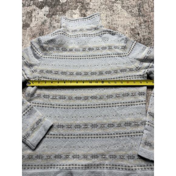 VTG Lauren Ralph Lauren Sweater M/L Fair Isle Snowflake Blue White Lambswool - Picture 7 of 8